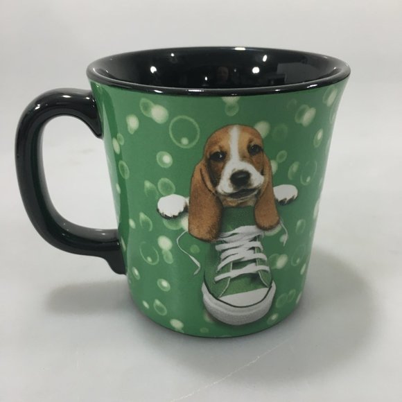 Keith Kimberlin Bassett Hound in Gym Shoe Green Mug Cup NEW 10 oz - Picture 6 of 8